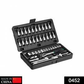 46pcs Metal Combination Tool Kit | 1/4 Socket Set