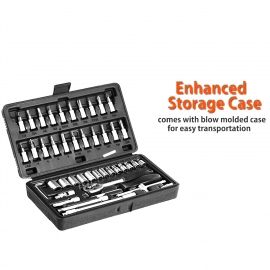 46pcs Metal Combination Tool Kit | 1/4 Socket Set