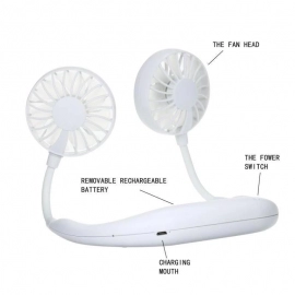 Portable USB Battery Rechargeable Mini Fan | Headphone Design Wearable Neckband Fan