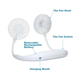 Portable USB Battery Rechargeable Mini Fan | Headphone Design Wearable Neckband Fan