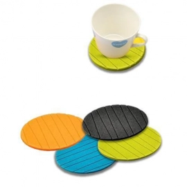 6 pcs Useful Round Shape Plain Silicone Cup Mat Coaster Drinking Tea Coffee Mug Wine Mat for Home