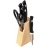 Kitchen Knife Set With Wooden Block And Scissors | 5 pcs, Black