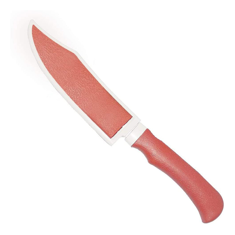 1pc Red Handle Fruit Printed Small Kitchen Knife With Cover