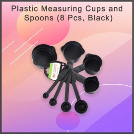 Plastic Measuring Cups And Spoons | 8 Pcs | Black