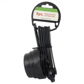 Plastic Measuring Cups And Spoons | 8 Pcs | Black