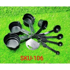 Plastic Measuring Cups And Spoons | 8 Pcs | Black