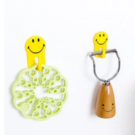 Plastic Self-Adhesive Smiley Face Hooks | 1 Kg Load Capacity | 6pcs