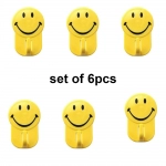 Plastic Self-Adhesive Smiley Face Hooks | 1 Kg Load Capacity | 6pcs