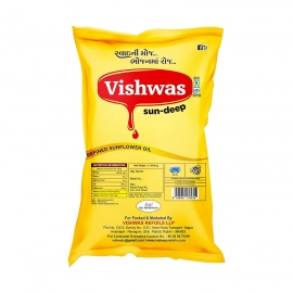 Vishwas Sunflower Oil Jar and Pouch | Refined Sunflower Oil 100% Natural and Pure Sunflower Cooking Oil