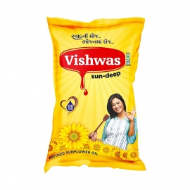 Vishwas Sunflower Oil Jar and Pouch | Refined Sunflower Oil 100% Natural and Pure Sunflower Cooking Oil