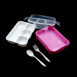 Lunch Box 4 Compartment With Leak Proof Lunch Box And 2 Spoon