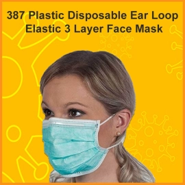 Plastic Disposable Ear Loop Elastic 3 Layer Face Mask | Blue
