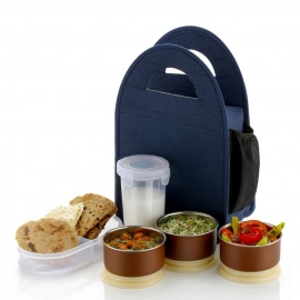 Steel Lunch Box Set | 4 pcs, Black