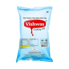 Vishwas Palm Oil Jar and Pouch | Refined Palm Oil 100% Pure Palmolin Cooking Oil (5Ltr Pack)