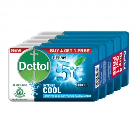 Dettol Intense Cool Bathing Soap Bar with Menthol (Buy 4 Get 1 Free - 125g each), Combo Offer on Bath Soap ( Pack of 2 )