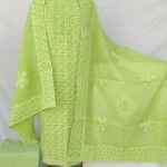 Women's Applique Work Cotton Suits |Unstitched Material | Green