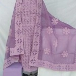 Women's Applique Work Cotton Suits | Unstitched Material| Purple