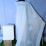 Women's Applique Work Cotton Suits |Unstitched Material| White