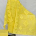Women's Applique Work Cotton Suits |Unstitched Material| Yellow