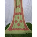 Women's Applique Work on Kota Doria Saree | Pure Kota | Light Green