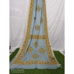 Women's Applique Work on Kota Doria Saree | Pure Kota  | Light Blue