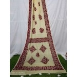 Women's Applique Work on Kota Doria Saree | Pure Kota | Dark Vanilla