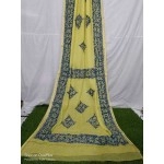 Women's Applique Work on Kota Doria Saree | Pure Kota | Yellow