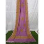 Women's Applique Work on Kota Doria Saree | Pure Kota | Mountbatten Pink