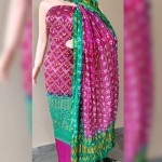 Women's Banarasi Bandhej Ghatchola | Unstitched Suits | Purple-Green