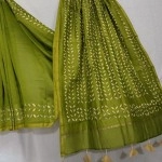 Women's Applique/Cut Work Chanderi Silk Cotton Saree | Dark Bronze