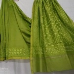 Women's Applique/Cut Work Chanderi Silk Cotton Saree | Olive Drab