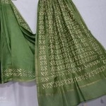 Women's Applique/Cut Work Chanderi Silk Cotton Saree | Fern Green