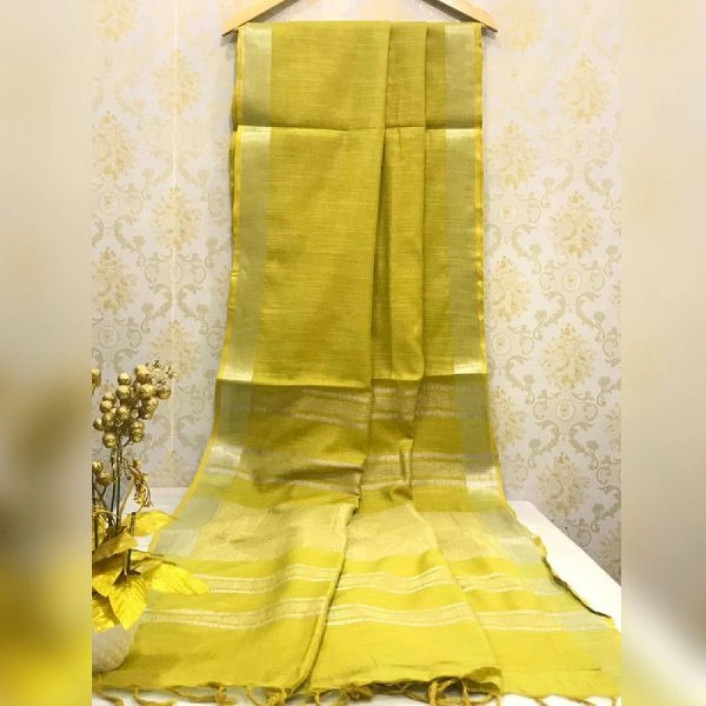 Women's Handwoven Cotton Linen Saree | Green