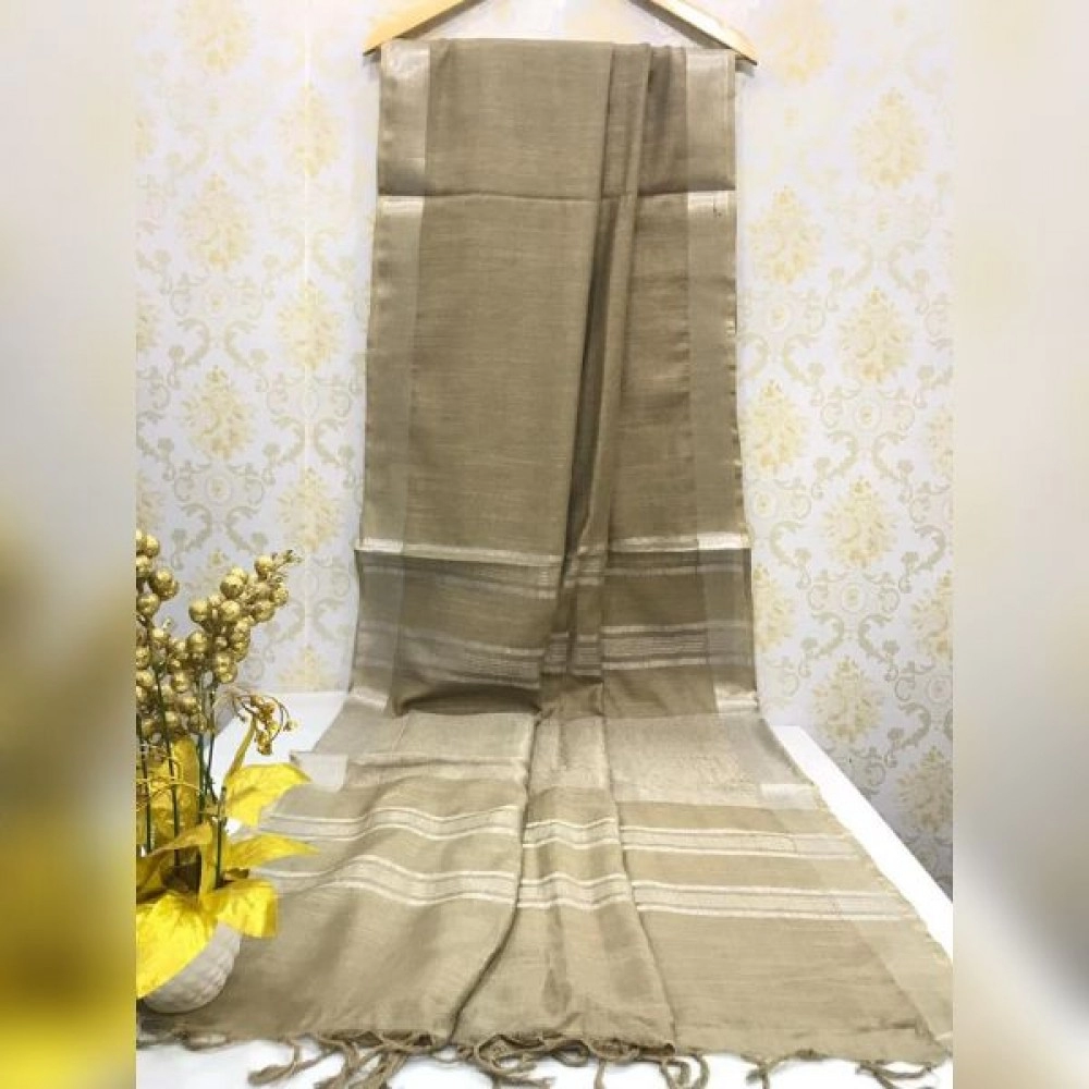 Women's Handwoven Cotton Linen Saree | Grey
