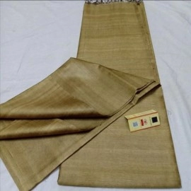 Women's Handwoven Tussar Silk Saree From Bhagalpur | Khaki