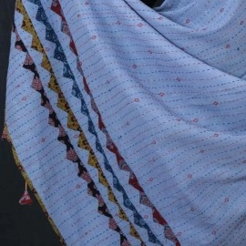 Women's Kantha Work Mulmul Dupatta | Blue