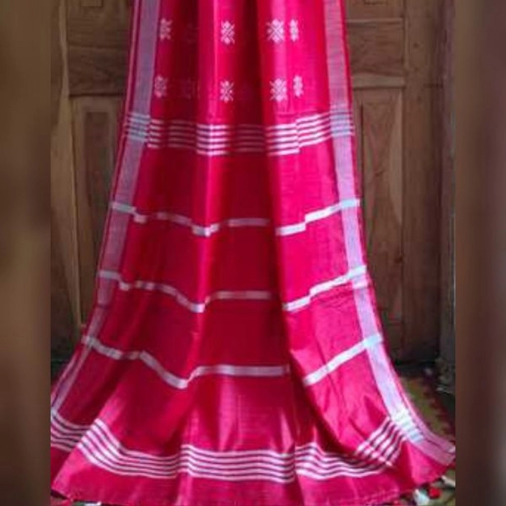 Women's Katan Silk Cutwark Saree | Hot Pink