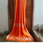 Women's Katan Silk Cutwark Saree | Orange