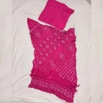 Women's Pure Chinon Saree with Bandhej | Dark Pink