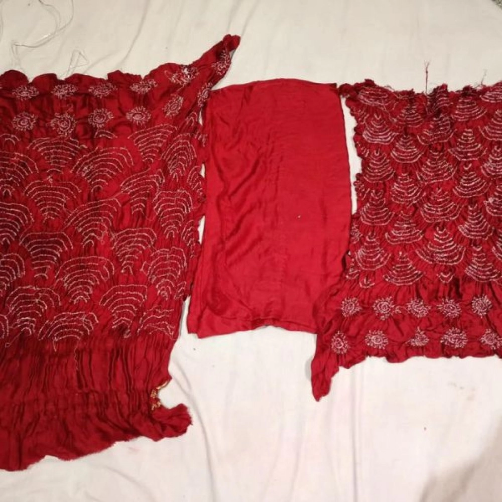 Women's Pure Gajji Silk Unstitched Salwar Suit | Red