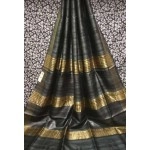 Women's Pure Handloom Tussar Ghicha Silk Saree| Black