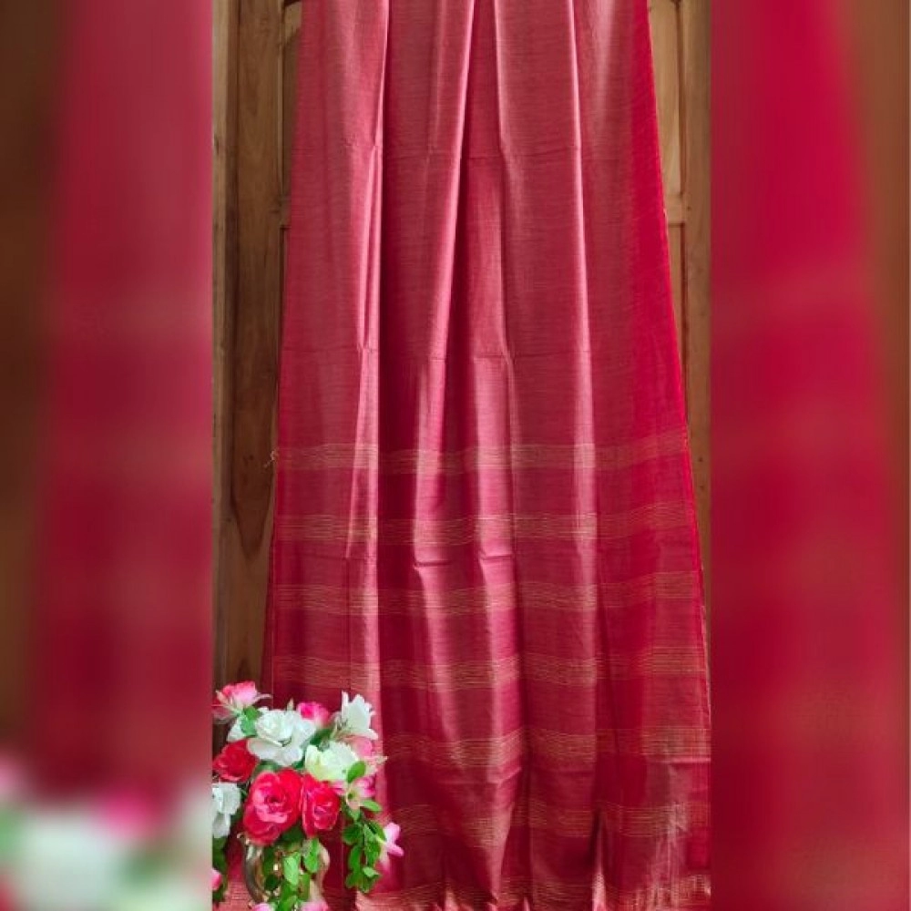 Women's Pure Handwoven Matka Silk Saree | Pink
