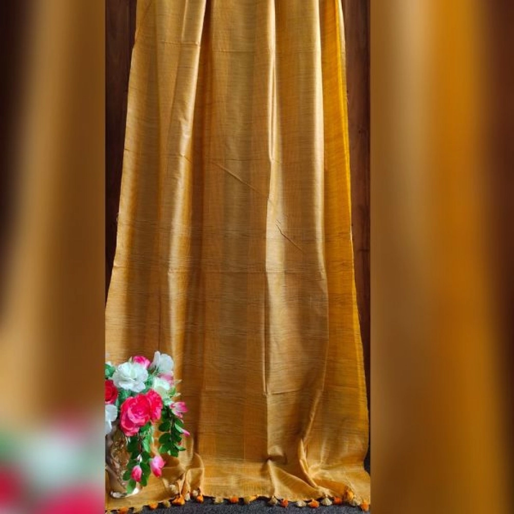Women's Pure Handwoven Matka Silk Saree | Yellow