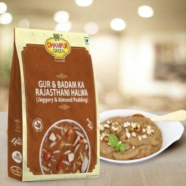 Dhampur Green |Gur & Badam Ka Rajasthani Halwa (Jaggery & Almond Pudding) 300g (Pack of 2)