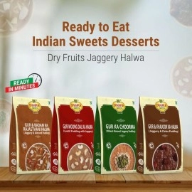 Dhampur Green |Gur & Badam Ka Rajasthani Halwa (Jaggery & Almond Pudding) 300g (Pack of 2)