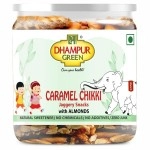 Dhampur Green Caramel Badam Chikki | Jaggery Snacks With Almond | No Chemical | 200 gm ( Pack of 2 )