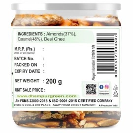 Dhampur Green Caramel Badam Chikki | Jaggery Snacks With Almond | No Chemical | 200 gm ( Pack of 2 )