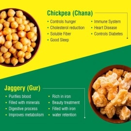 Dhampur Green Gur Chana | Jaggery Chickpea Snack | 200 gm ( Pack of 2 ) 