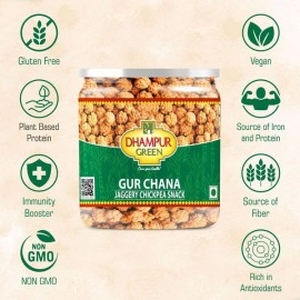 Dhampur Green Gur Chana | Jaggery Chickpea Snack | 200 gm ( Pack of 2 ) 