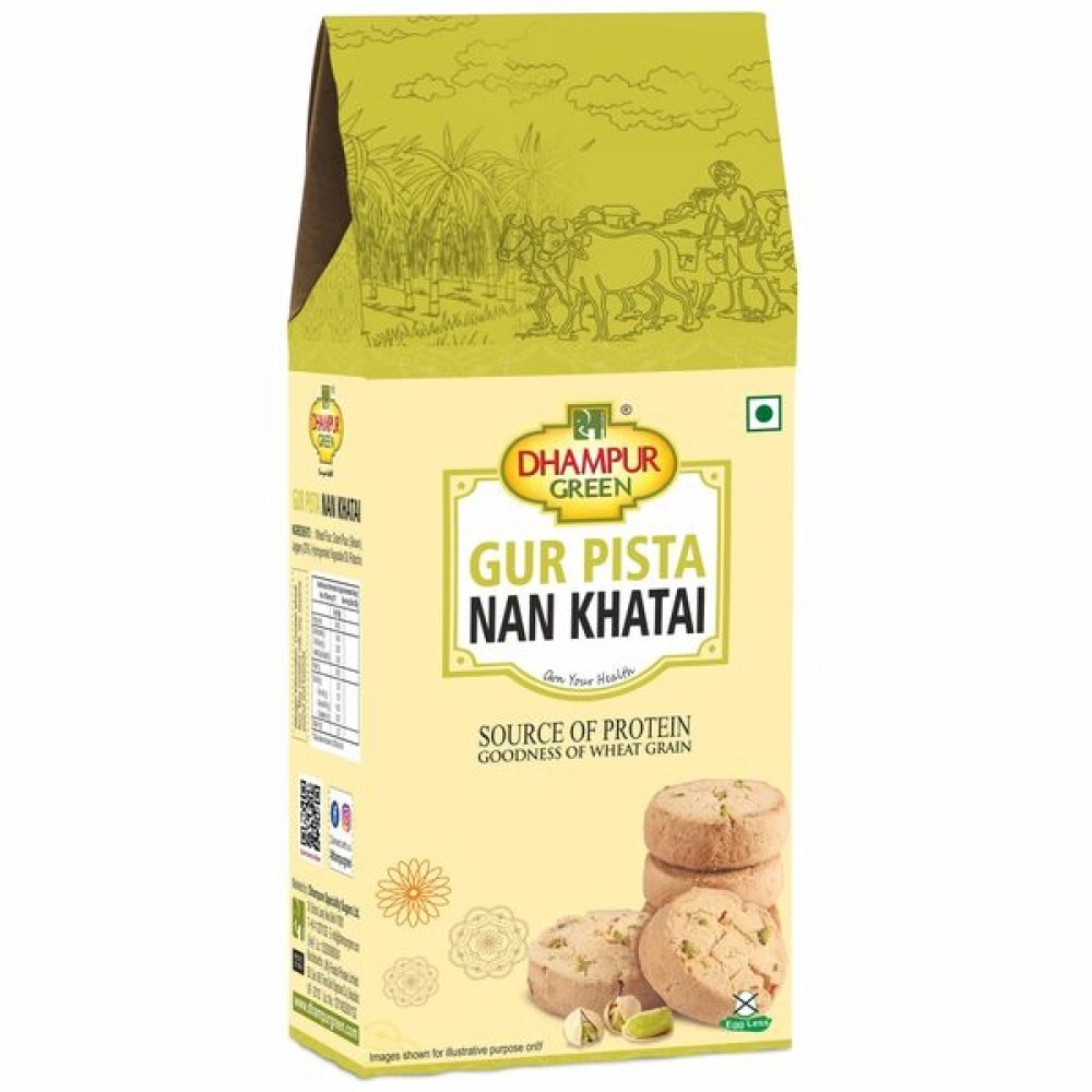 Dhampur Green | Speciality Jaggery Gur Pista Nan Khatai 200 g (Pack of 2)